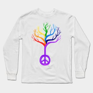 Rainbow Peace sign Tree Long Sleeve T-Shirt